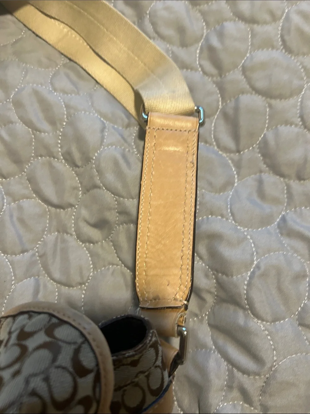 Coach Beige & Tan Signature Canvas Messenger Bag